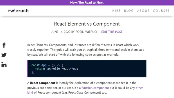 React Element vs Component
