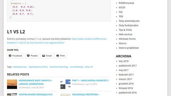 Normalizacja danych – PHP-ML