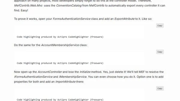 ASP.NET MVC and the Managed Extensibility Framewok on NuGet