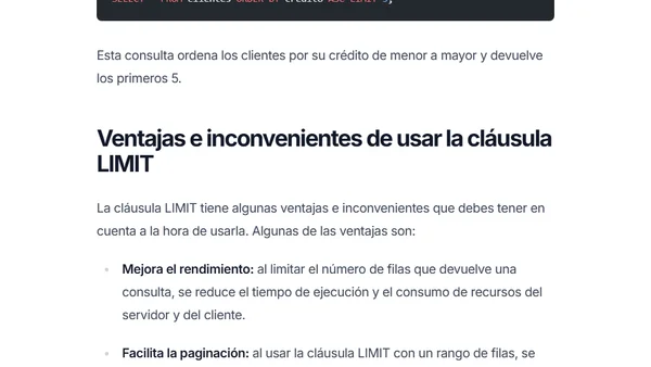 Cómo usar la cláusula LIMIT en MySQL