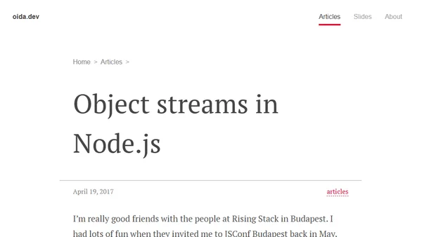 Object streams in Node.js