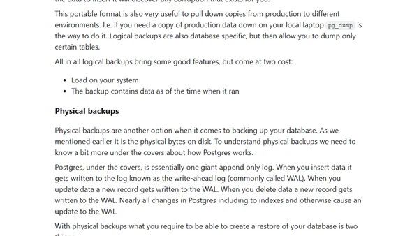 Postgres backups: Logical vs. Physical an overview