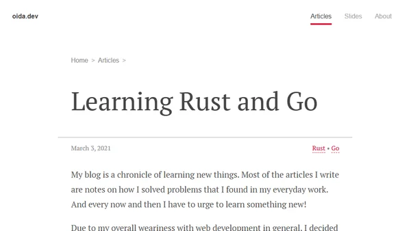 Learning Rust and Go