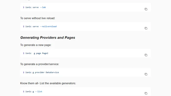 Ionic 2/3 CLI Reference