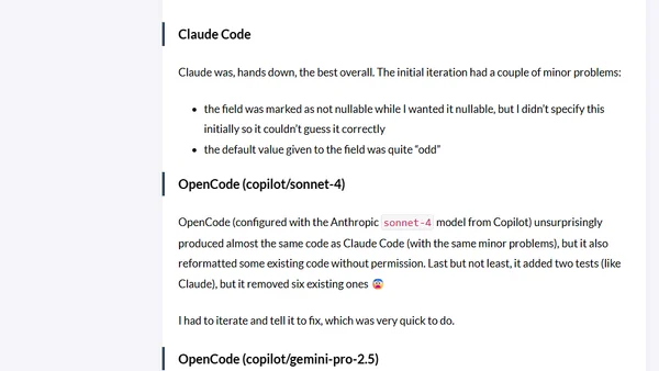 Comparing Claude Code vs OpenCode (and testing different models)