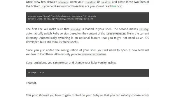Ruby for iOS Developers - Managing Ruby Versions