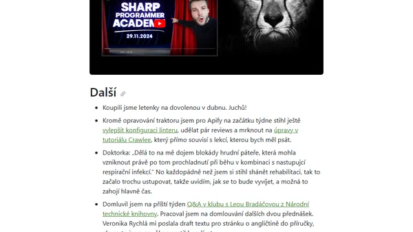 Týdenní poznámky: Oprava Lakatoše