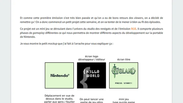 Live coding d'un jeu GameBoy dans l'émission Hello World de Studio Renegade !