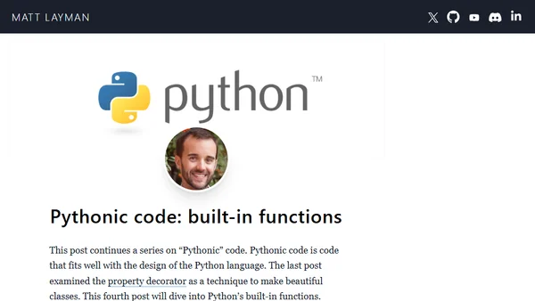 Pythonic code: built-in functions