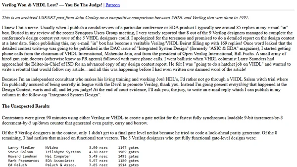 Verilog Won & VHDL Lost? — You Be The Judge!