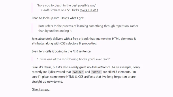 Rote Learning HTML & CSS