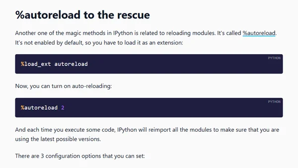 Automatically Reload Modules with %autoreload