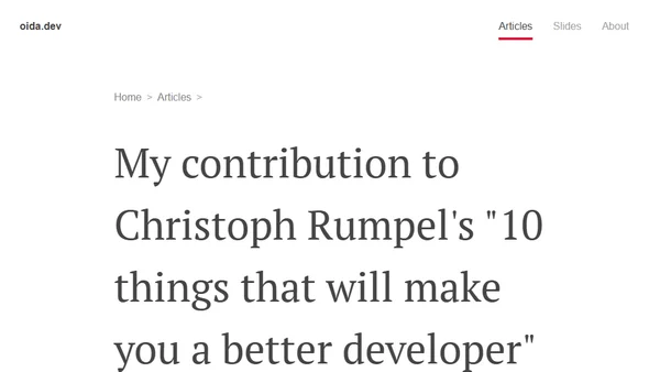 My contribution to Christoph Rumpel's "10 things that will make you a better developer"