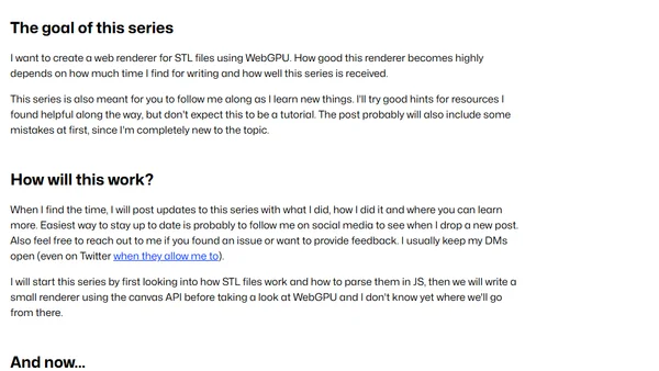 A new series - WebGPU and .STLs