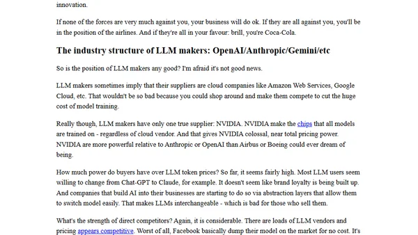 Building LLMs is probably not going be a brilliant business