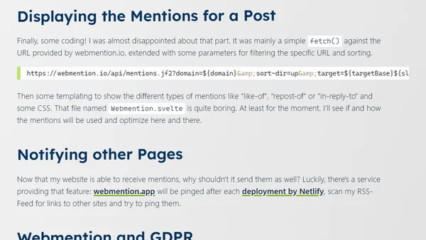 Adding Webmentions to My Website
