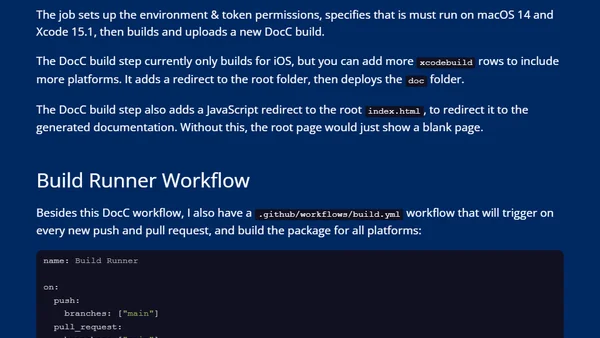 Publish DocC to GitHub Pages with GitHub Actions