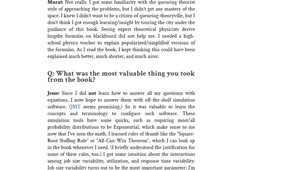 Review: Performance Modeling and Design of Computer Systems: Queueing Theory in Action