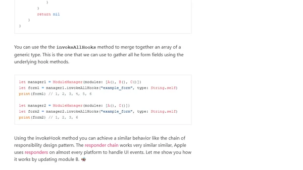 Modules and hooks in Swift
