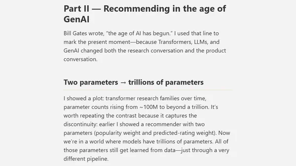 Recommending in the Age of AI: How we got here and what comes next - My Recsys 2025 keynote