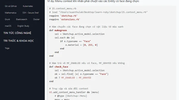Tạo menu trong SketchUp Ruby