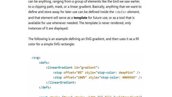 Structuring, Grouping, and Referencing in SVG — The<g>, <use>, <defs> and <symbol> Elements