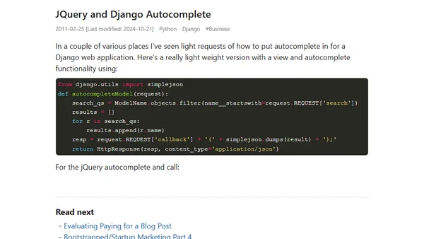 JQuery and Django Autocomplete