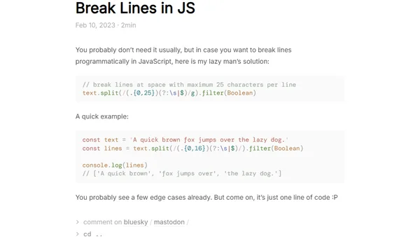 Break Lines in JS