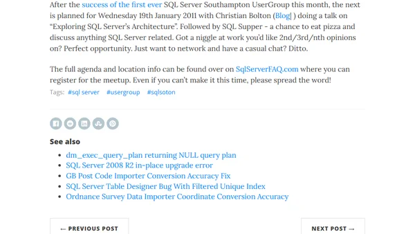 SQLSoton UserGroup Jan 2011
