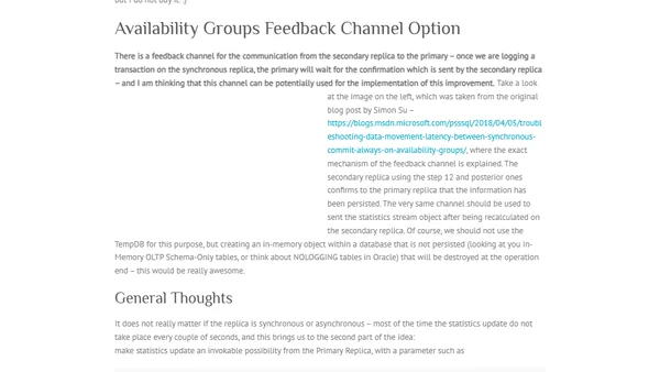 Updating Statistics on Secondary Replicas of the Availability Groups