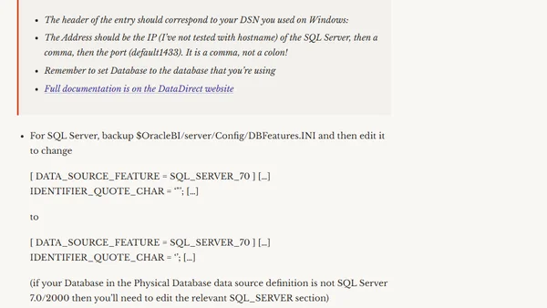 Querying SQL Server from OBIEE running on Unix