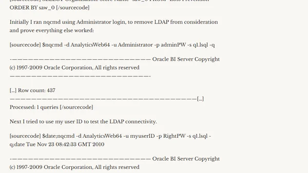 Troubleshooting OBIEE - LDAP (ADSI) authentication