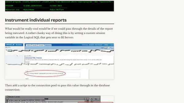 Instrumenting OBIEE for tracing Oracle DB calls