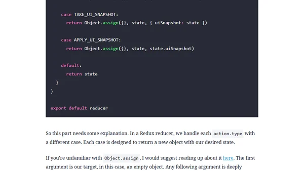 State Snapshots in Redux