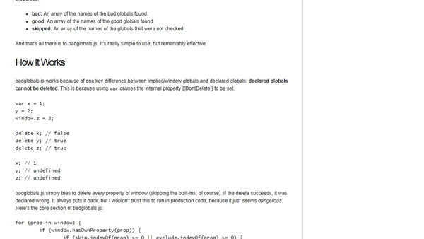 Finding Improper JavaScript Globals