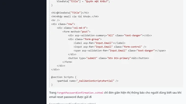 (ASP.NET Razor) Tính năng lockout và lấy lại mật khẩu trong Identity
