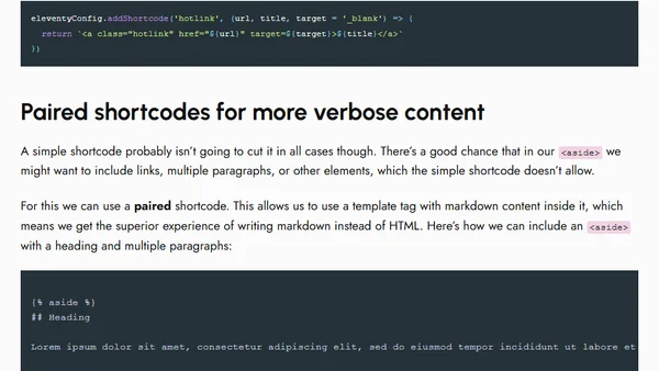 A Versatile Markdown Shortcode for Eleventy