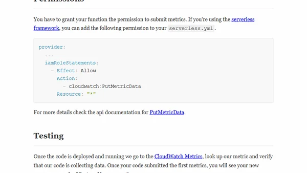 Monitoring an application's health with CloudWatch Custom Metrics