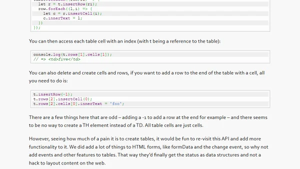 Abandonware of the web: do you know that there is an HTML tables API?