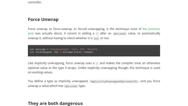 Implicitly vs Force Unwrapping Swift Optionals
