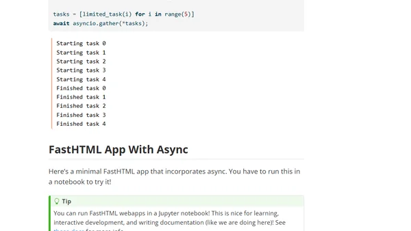 Concurrency For Starlette Apps (e.g FastAPI / FastHTML)