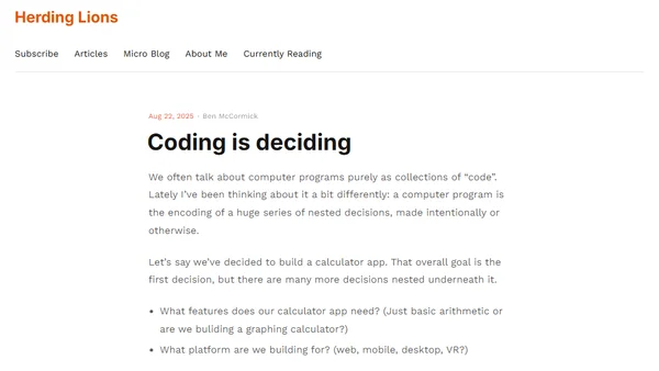 Coding is deciding