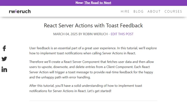 React Server Actions with Toast Feedback