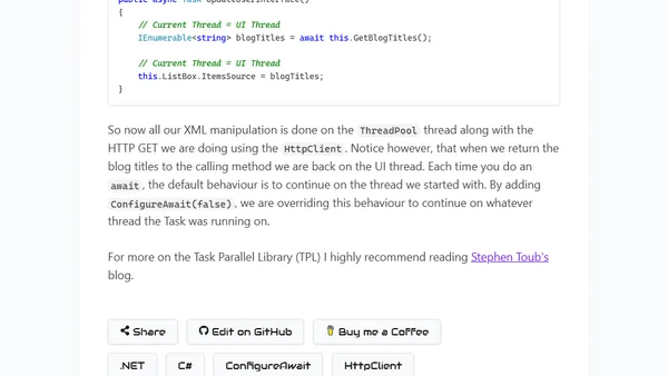 ConfigureAwait in Task Parallel Library (TPL)