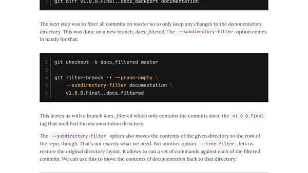 Reworking Git Branches with git filter-branch