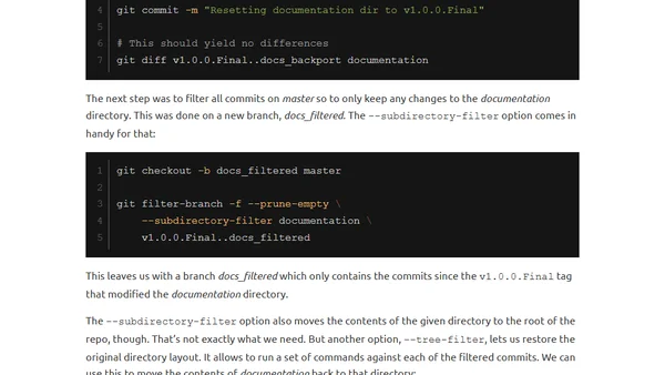 Reworking Git Branches with git filter-branch