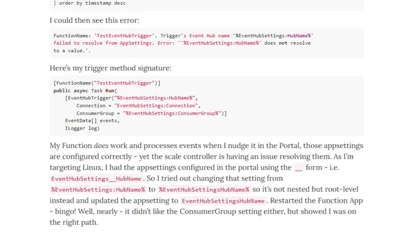 Troubleshooting Azure Function Consumption Plan Scaling
