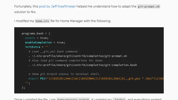 Configure a Git Shell Prompt Under Nix