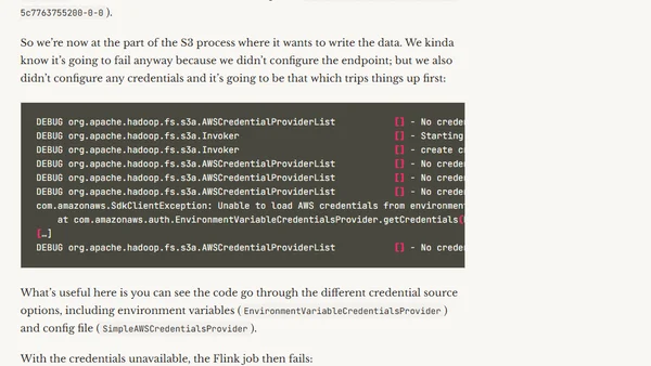 Troubleshooting Flink SQL S3 problems