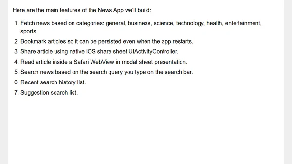 Video Tutorial - Build an iOS News App with SwiftUI 3 & NewsAPI | Full Course